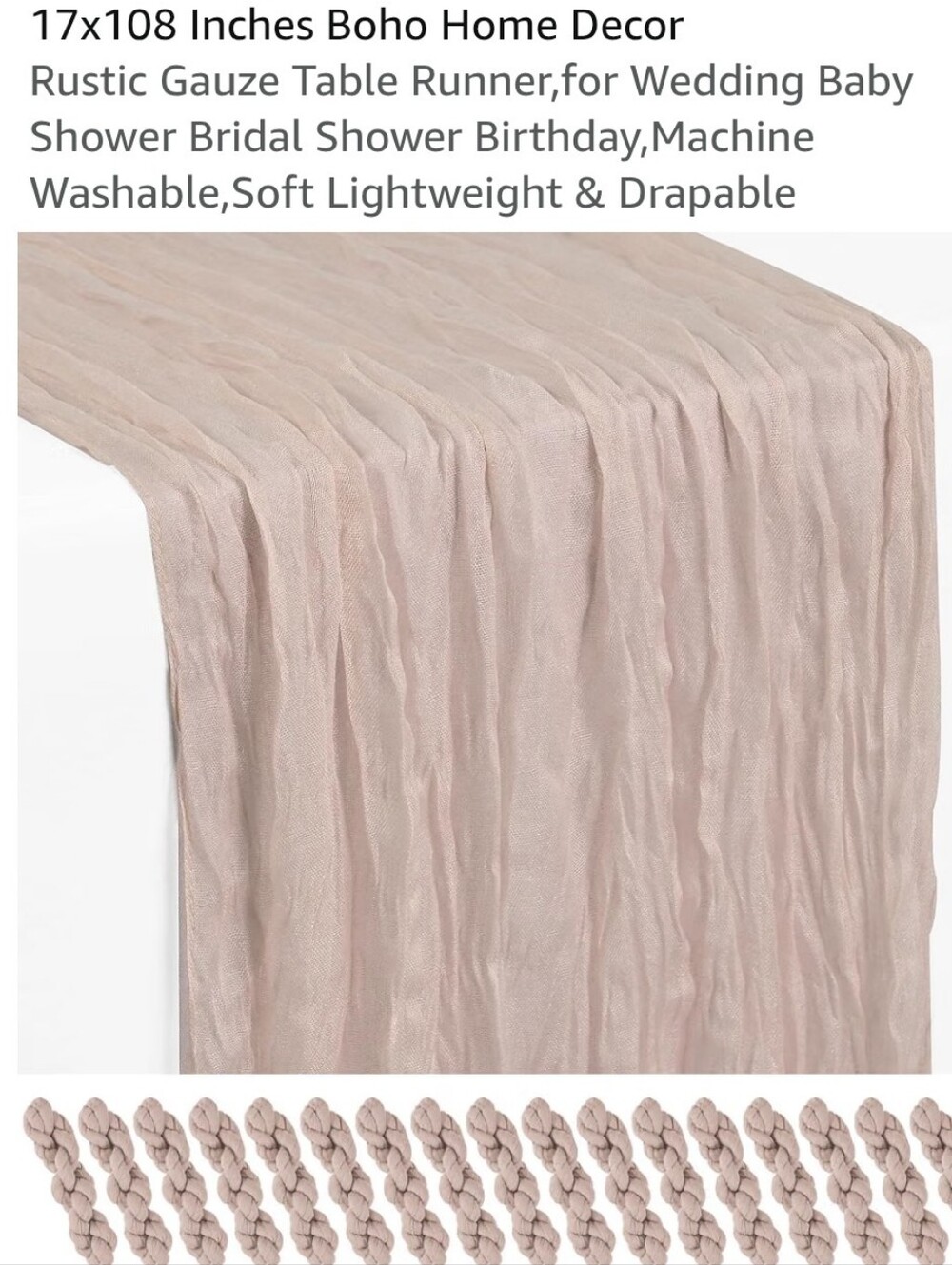 Cheesecloth Table Runners or Pew/Chair Bows - Rosy Brown, Lot of 15
